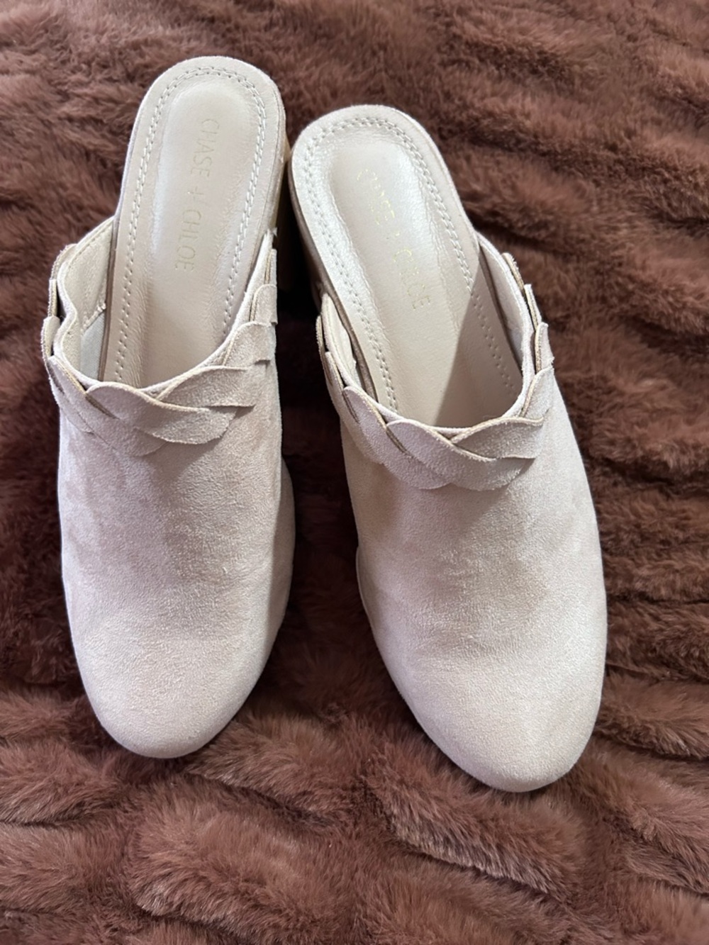 Chase & Chloe Blush Suede Braided Clog Mules-Size 9-EUC - Picture 2 of 6
